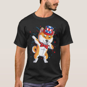 Dabbing Shiba Inu 4th of July T shirt Men USA Amer