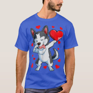 Dabbing Siberian Husky Heart Valentines Day Boys L T-Shirt