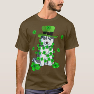 Dabbing Siberian Husky St Patrick's Day  T-Shirt