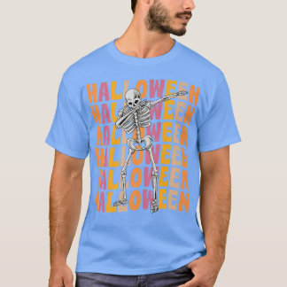Dabbing Skeleton 70s 80s Retro Vintage Style Hallo T-Shirt