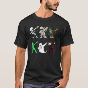Dabbing Skeleton And Monsters Halloween Dracula Bo T-Shirt
