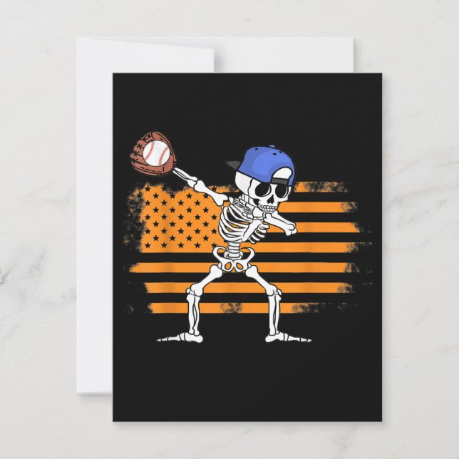 Dabbing Skeleton Baseball Funny Halloween Invitation (Front)