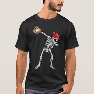 Dabbing Skeleton Baseball Halloween Boys Kids Men T-Shirt