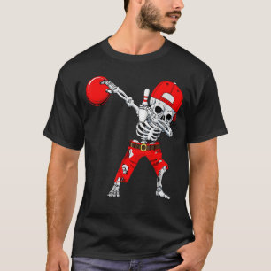 Dabbing Skeleton Bowling Ball  Halloween Boys Kids T-Shirt