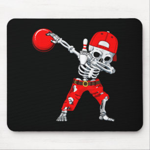 Dabbing Skeleton Bowling Fun Skull Halloween Costu Mouse Pad