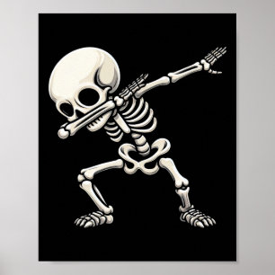 Dabbing Skeleton Boys Kids Men Funny Halloween  Poster