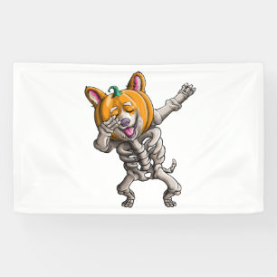 Dabbing Skeleton Corgi Cute Halloween Corgi Funny Banner
