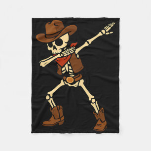 Dabbing Skeleton Cowboy Halloween Costume Boys Men Fleece Blanket
