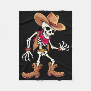 Dabbing Skeleton Cowboy Halloween Costume Kids Boy Fleece Blanket