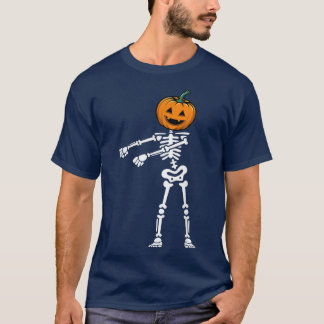 Dabbing Skeleton Floss Dance Pumpkin Face Funny Ha T-Shirt