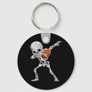 Dabbing Skeleton Football Halloween Football Playe Keychain
