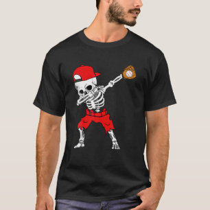 Dabbing Skeleton Funny Baseball Halloween Sport Pl T-Shirt