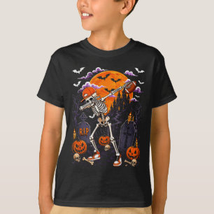 Dabbing skeleton halloween costume football player T-Shirt