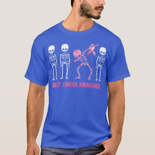 Dabbing Skeleton Halloween Pink Ribbon Breast Canc T-Shirt