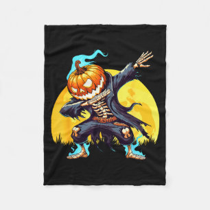 Dabbing Skeleton Headless Pumpkin Dab Dance Boys H Fleece Blanket