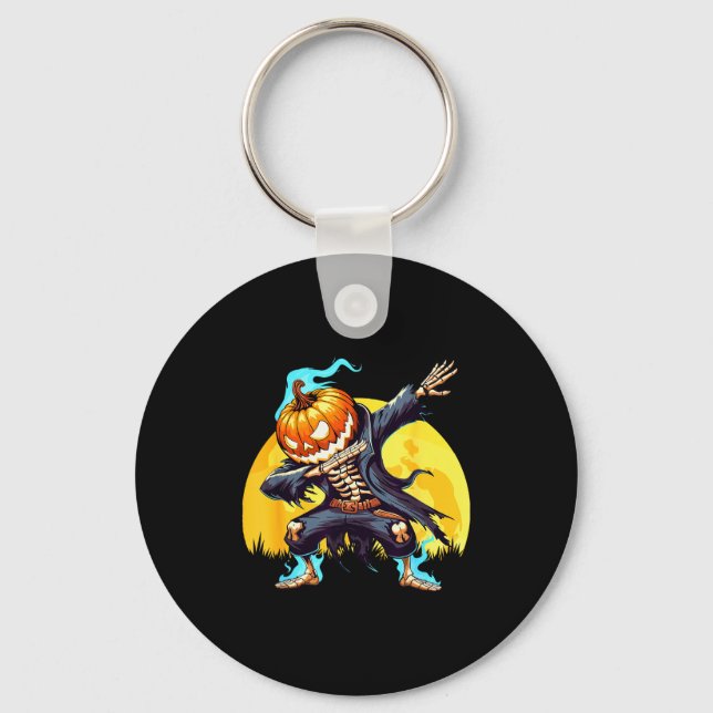 Dabbing Skeleton Headless Pumpkin Dab Dance Boys H Keychain (Front)