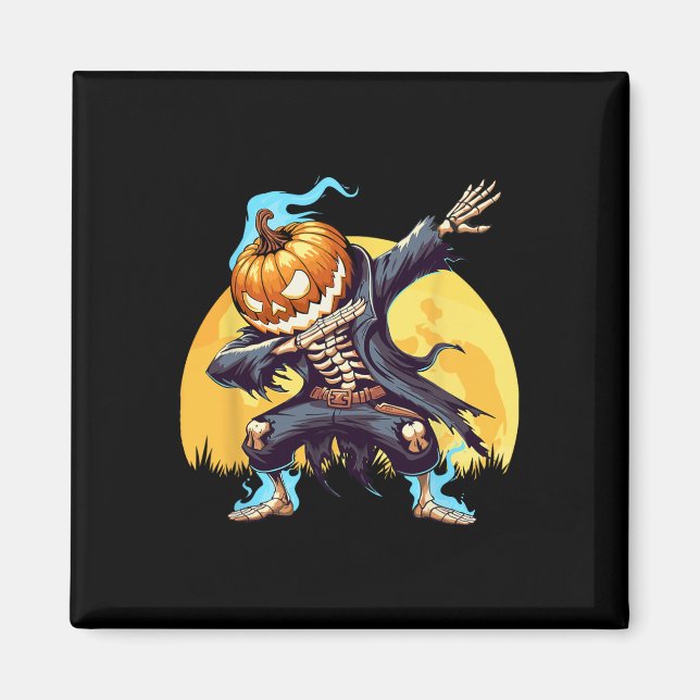 Dabbing Skeleton Headless Pumpkin Dab Dance Boys H Magnet (Front)
