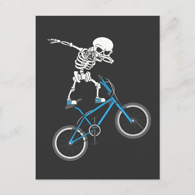 Dabbing Skeleton mtb Bicycle BMX Fun Postcard (Front)
