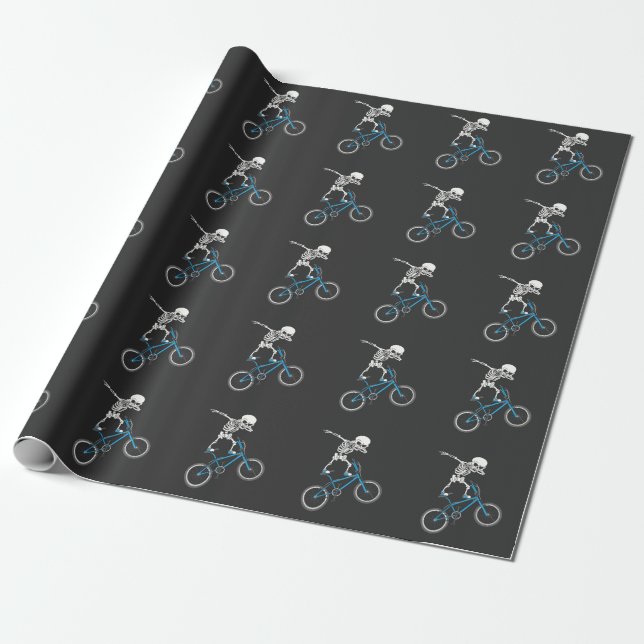 Dabbing Skeleton mtb Bicycle BMX Fun Wrapping Paper (Unrolled)
