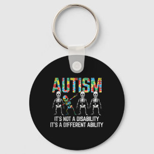 Dabbing Skeleton Not A Disability Autism Awareness Keychain