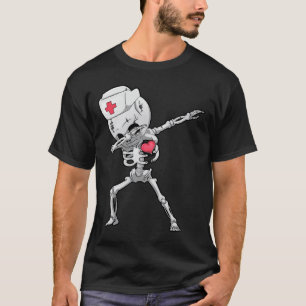 Dabbing Skeleton Nurse X-ray Halloween T Shirt Dab