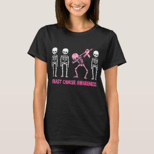 Dabbing Skeleton Pink Ribbon Breast Cancer T-Shirt