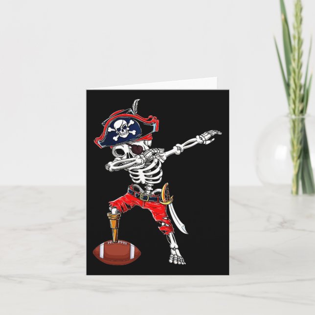 Dabbing Skeleton Pirate And Footll Ll Halloween Co Card (Front)