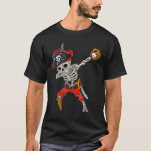 Dabbing Skeleton Pirate Baseball Funny Halloween S T-Shirt