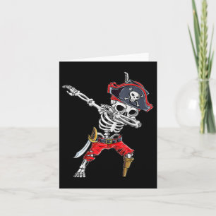 Dabbing Skeleton Pirate Funny Halloween Kids Jolly Card