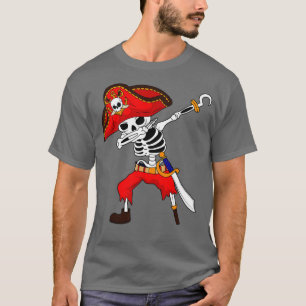 Dabbing Skeleton Pirate Funny Halloween Kids Men W T-Shirt