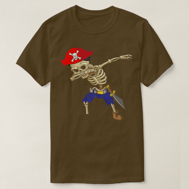 Dabbing Skeleton Pirate Funny Tee Pirate Costume P (Design Front)