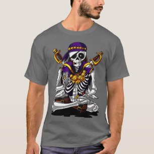Dabbing Skeleton Pirate Halloween Costume Jolly Ro T-Shirt