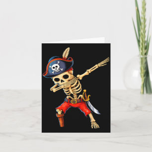 Dabbing skeleton pirate halloween costume kids card