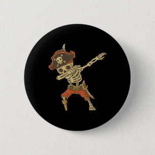 Dabbing Skeleton Pirate Halloween Kids Jolly Roger 2 Inch Round Button