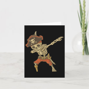 Dabbing Skeleton Pirate Halloween Kids Jolly Roger Card