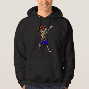 Dabbing Skeleton Pirate Halloween Kids Jolly Roger Hoodie
