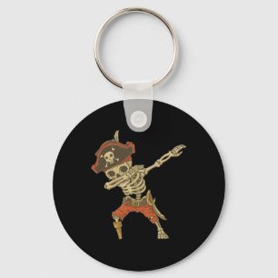 Dabbing Skeleton Pirate Halloween Kids Jolly Roger Keychain