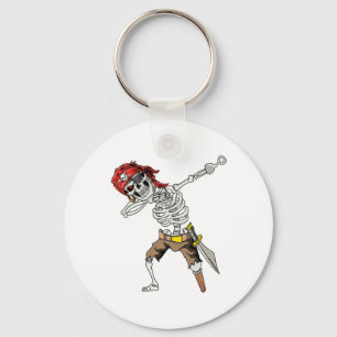 Dabbing Skeleton Pirate Halloween Kids Jolly Roger Keychain