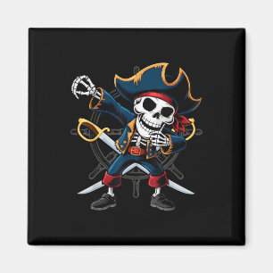 Dabbing Skeleton Pirate Halloween Kids Jolly Roger Magnet