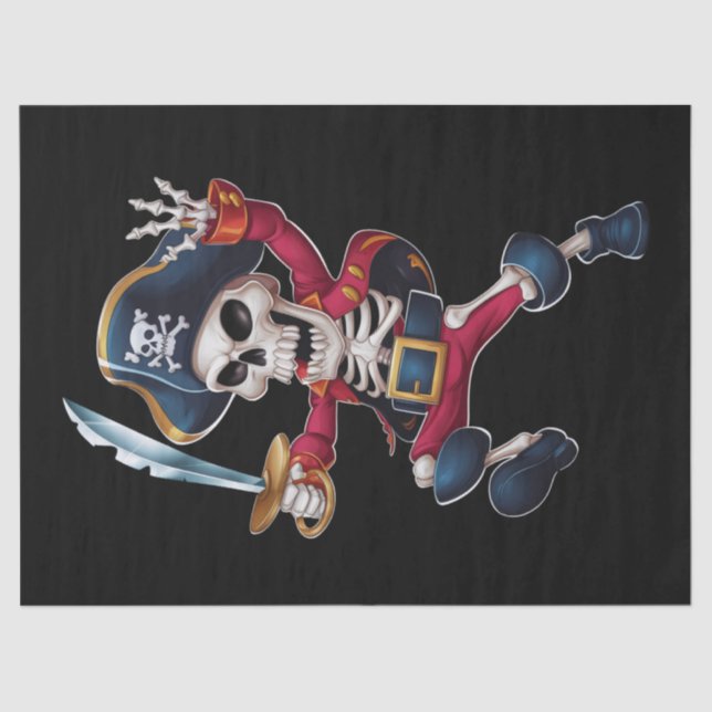 Dabbing Skeleton Pirate Halloween Kids Jolly Roger Tissue Paper (Front)