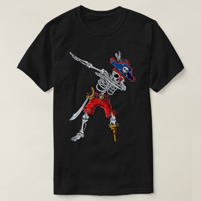Dabbing Skeleton Pirate  Kids Jolly Roger Boys Sku T-Shirt (Design Front)