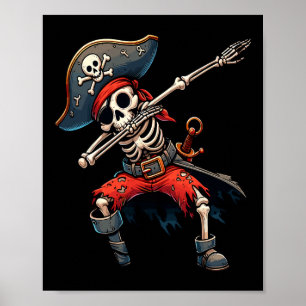 Dabbing Skeleton Pirate Kids  Poster