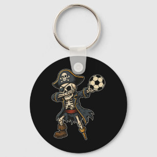 Dabbing Skeleton Pirate Soccer Halloween Pirate Da Keychain