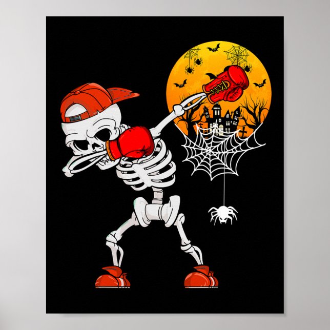 Dabbing Skeleton Playing Boxing Halloween Player C Poster (Front)