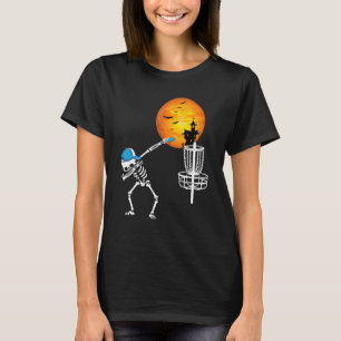 Dabbing Skeleton Playing Disc Golf Player Hallowe T-Shirt