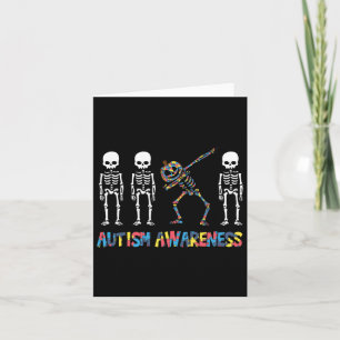 Dabbing Skeleton Pumpkin Autism Awareness Hallowee Card