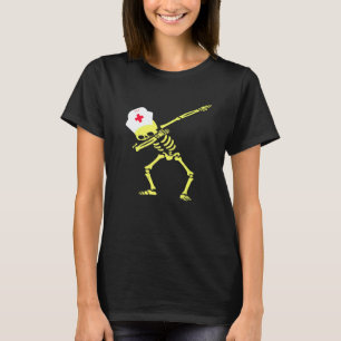 Dabbing Skeleton Radioactive Nurse Halloween Costu T-Shirt