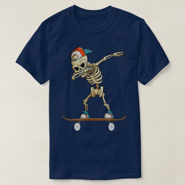 Dabbing Skeleton Skater Gift Funny Lover  T-Shirt (Design Front)