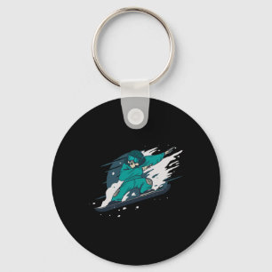 Dabbing Skeleton Snowboarder Snowboard Snowboardin Keychain