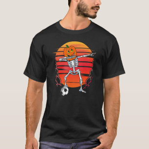 Dabbing Skeleton Soccer Halloween Boys Kids Men T-Shirt
